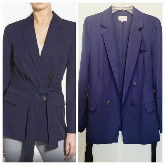 1.STATE Navy Double Breasted Belted Blazer Size M NWT $159 - Picture 12 of 16